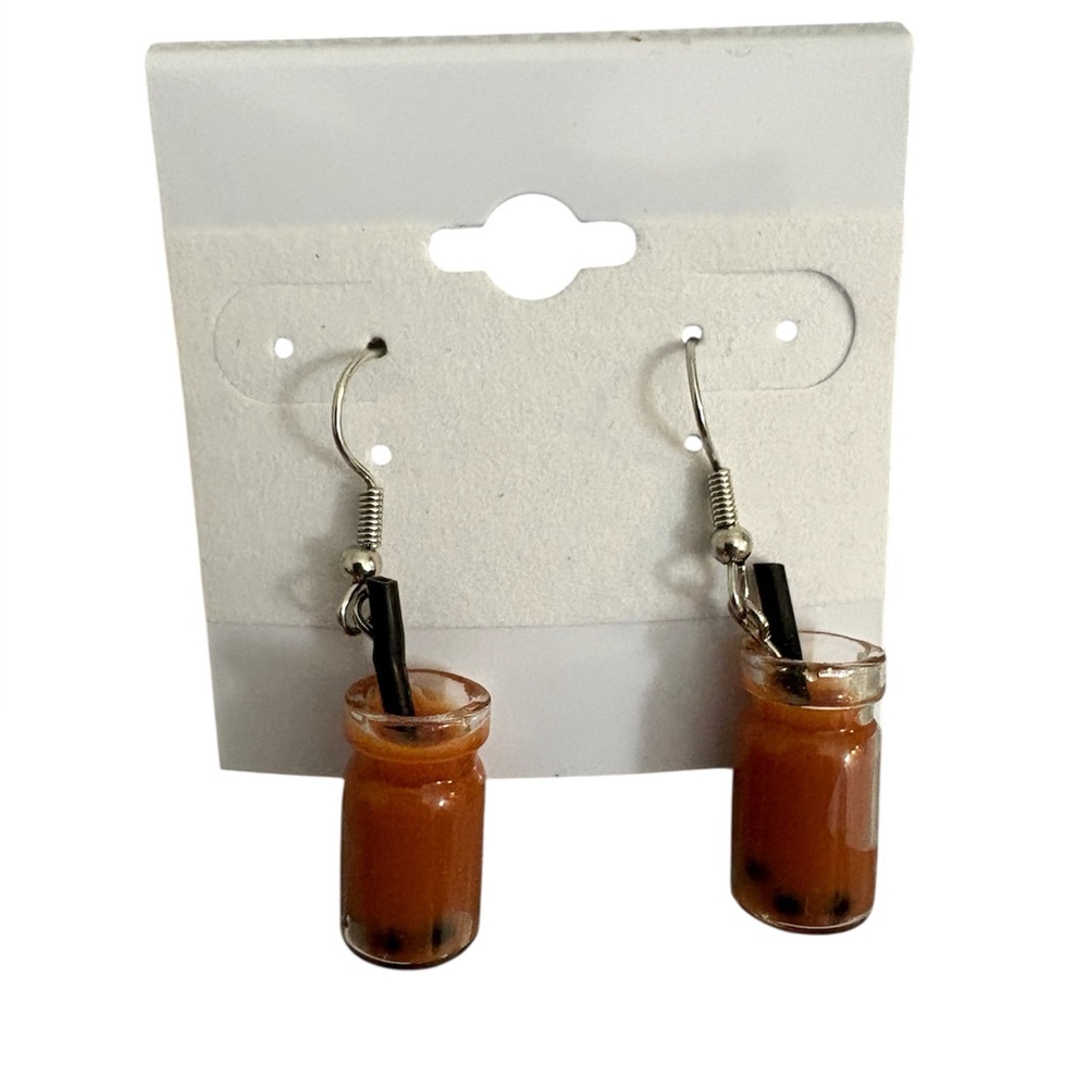 Boba bubble tea hook earrings